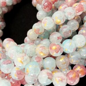 8crazy0004- 1 STRAND OF BLUE-MAROON DUAL TONE 8MM ROUND CRAZY GLASS BEADS