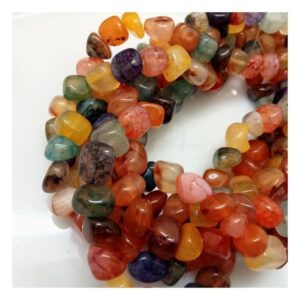 Agate0010- 1 STRAND 10MM TUMBLE CUBE MULTICOLOR NATURAL AGATE BEADS