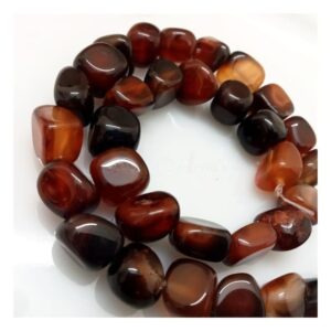 Agate0011- 1 STRAND 10MM TUMBLE CUBE BROWN MAROON NATURAL AGATE BEADS