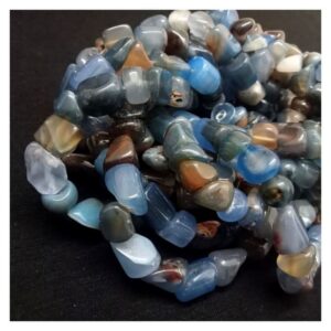 Agate0003- 1 STRAND 13MM TUMBLE CUBE BLUE BROWN NATURAL AGATE BEADS