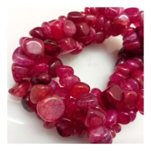 Agate0007- 1 STRAND 10MM TUMBLE CUBE RED AND DARKPINK NATURAL AGATE BEADS