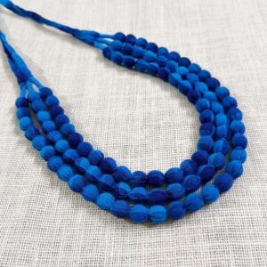 3LDORI30- ARNAS 1 PC PACK OF THREE LAYER FABRIC AND BEADS ROYAL BLUE CHECKS TASSEL | DORI FOR JEWELLERY MAKING