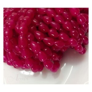 RGLASS0009- DARK PINK DROP SHAPE 12/8MM GLASS BEADS