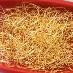 FINDINGS0001- 80 PCS GOLDEN METAL BIG FISH-HOOK FOR JEWELLERY MAKING- 25 GRAMS PACK