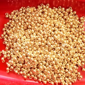 FINDINGS0030- 500 PCS GOLDEN PLASTIC HANGING BALL OR NOISELESS GHUNGROO FOR JEWELLERY MAKING- 25 GRAMS PACK