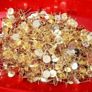 FINDINGS0010- 180 PCS GOLDEN METAL 8 MM BIG STUDPIN FOR JEWELLERY MAKING - 25 GRAMS PACK