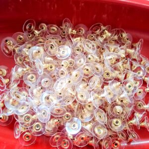 FINDINGS0020- 197 PCS GOLDEN METAL EARRING BACK STOPPERS FOR JEWELLERY MAKING- 25 GRAMS PACK