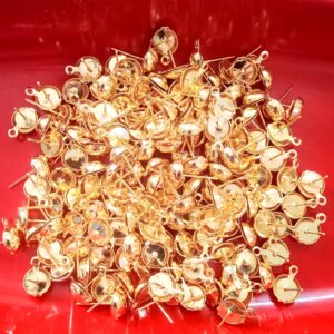 FINDINGS0056- 20 PAIRS PACK GOLDEN EARRING BALL POST STUD WITH LOOP