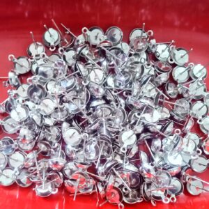 FINDINGS0055- 20 PAIRS PACK SILVER EARRING BALL POST STUD WITH LOOP