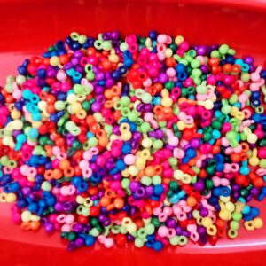 FINDINGS0028- 470 PCS MIX COLOR PLASTIC HANGING BALL OR NOISELESS GHUNGROO FOR JEWELLERY MAKING- 25 GRAMS PACK