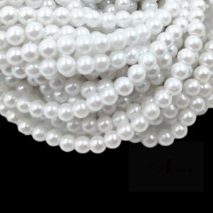 PLASTICBEADS0011- 1PACKET WHITE 6MM PLASTIC BEADS (50 GM)