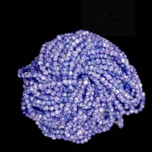 PRGLASS0010- 1 STRAND PURPLE WHITE PRINTED 8MM ROUND GLASS BEADS