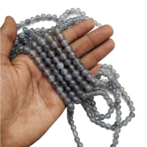 RGLASS0003- 1 STRAND GRAY 8MM ROUND GLASS BEADS