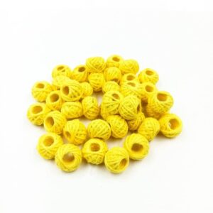 COTTONBALL02- 1 PACK OF LEMON YELLOW HANDMADE COTTON THREAD BALL FOR JEWELLERY MAKING- (APPROX. 100 PC)