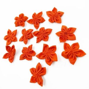 COTTONFLOWER05- ARNAS HANDMADE ORANGE COTTON FABRIC FLOWER FOR CRAFT AND JEWELLERY MAKING – 10 PCS PACK