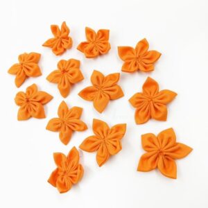 COTTONFLOWER06- ARNAS HANDMADE ORANGE YELLOW COTTON FABRIC FLOWER FOR CRAFT AND JEWELLERY MAKING – 10 PCS PACK