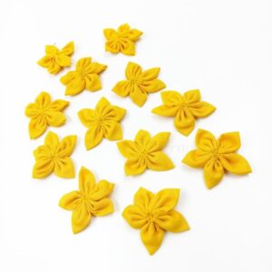 COTTONFLOWER07- ARNAS HANDMADE YELLOW COTTON FABRIC FLOWER FOR CRAFT AND JEWELLERY MAKING – 10 PCS PACK