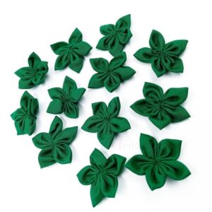 COTTONFLOWER09- ARNAS HANDMADE DARK GREEN COTTON FABRIC FLOWER FOR CRAFT AND JEWELLERY MAKING – 10 PCS PACK