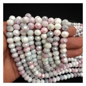 CRYSTAL0003- 1 STRAND 8MM PURPLISH WHITE PEACH CUT CRYSTAL BEADS