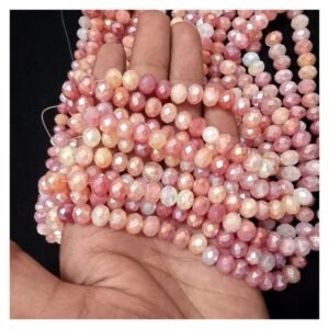 CRYSTAL0004- 1 STRAND 8MM PINK PEACH CUT CRYSTAL BEADS
