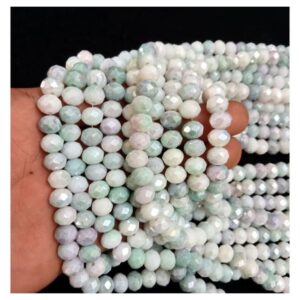 CRYSTAL0006- 1 STRAND 8MM GREENISH WHITE CUT CRYSTAL BEADS