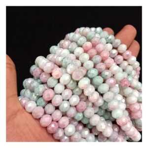 CRYSTAL0007- 1 STRAND 8MM GREEN PINK CUT CRYSTAL BEADS