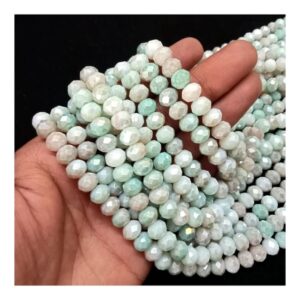 CRYSTAL0008- 1 STRAND 8MM LIGHT GREEN PEACH CUT CRYSTAL BEADS