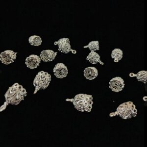 JHUMKAs0010- 5 PAIRS PACK OF GERMAN SILVER | OXIDIZED SILVER JHUMKIES FOR EARRING MAKING