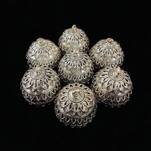 JHUMKAs0013- 3 PAIRS PACK OF GERMAN SILVER | OXIDIZED SILVER JHUMKIES FOR EARRING MAKING