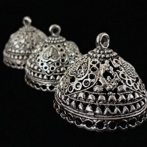 JHUMKAs0017- 2 PAIRS PACK OF GERMAN SILVER | OXIDIZED SILVER JHUMKIES FOR EARRING MAKING