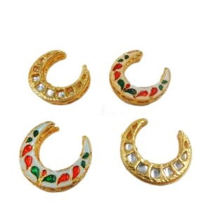 KUNDAN0018- ARNAS 2 PCS PACK OF MOON MOTIVE MEDIUM KUNDAN BEADS
