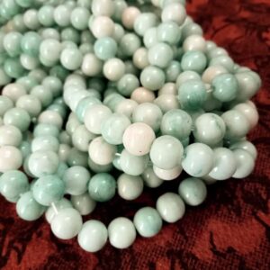 PLAINPERSIAN0001- 1 STRAND 8MM TURQUOISE WHITE PLAIN PERSIAN BEADS