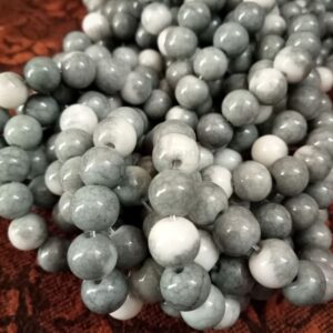 PLAINPERSIAN0004- 1 STRAND 8MM GREY WHITE PLAIN PERSIAN BEADS