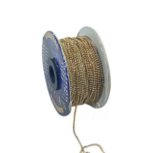 STONECHAIN001- 5 MTR PACK OF WHITE GOLD PLATED STONE CHAIN FOR JEWELLERY MAKING AND DECORATION