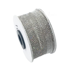 STONECHAIN002- 5 MTR PACK OF WHITE SILVER PLATED STONE CHAIN FOR JEWELLERY MAKING AND DECORATION