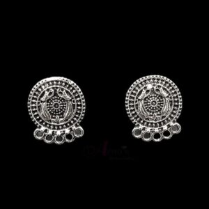 TOPs0002- 3 PAIRS PACK OF GERMAN SILVER | OXIDIZED ROUND SILVER FOUR LOOP STUD TOP FOR EARRING MAKING