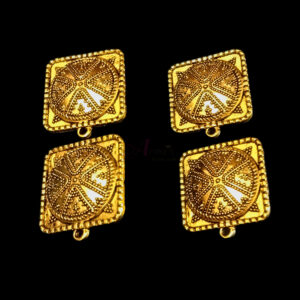 TOPg0010- 3 PAIRS PACK OF GERMAN GOLDEN | OXIDIZED GEOMETRIC SHAPE GOLDEN SINGLE LOOP STUD TOP FOR EARRING MAKING