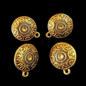 TOPg0004- 3 PAIRS PACK OF GERMAN GOLDEN | OXIDIZED ROUND GOLDEN SINGLE LOOP STUD TOP FOR EARRING MAKING