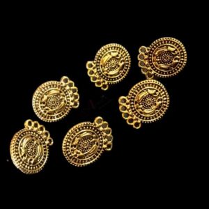 TOPg0006- 3 PAIRS PACK OF GERMAN GOLDEN | OXIDIZED ROUND GOLDEN FOUR LOOP STUD TOP FOR EARRING MAKING