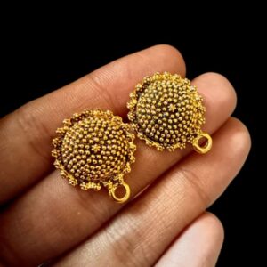 TOPg0007- 3 PAIRS PACK OF GERMAN GOLDEN | OXIDIZED ROUND GOLDEN SINGLE LOOP STUD TOP FOR EARRING MAKING