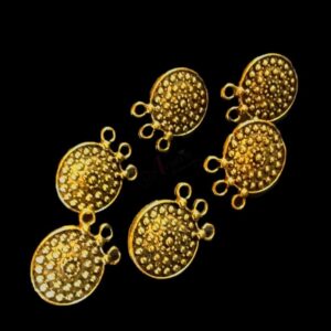 TOPg0008- 3 PAIRS PACK OF GERMAN GOLDEN | OXIDIZED ROUND GOLDEN TRIPLE LOOP STUD TOP FOR EARRING MAKING