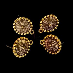TOPg0009- 3 PAIRS PACK OF GERMAN GOLDEN | OXIDIZED ROUND GOLDEN SINGLE LOOP STUD TOP FOR EARRING MAKING
