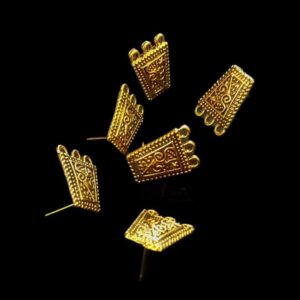 TOPg0011- 3 PAIRS PACK OF GERMAN GOLDEN | OXIDIZED GEOMETRIC SHAPE GOLDEN TRIPLE LOOP STUD TOP FOR EARRING MAKING