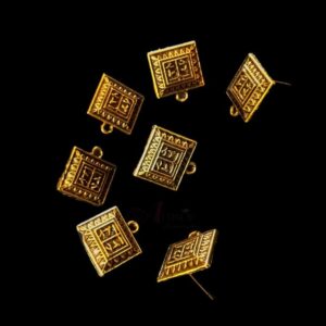 TOPg0012- 3 PAIRS PACK OF GERMAN GOLDEN | OXIDIZED RECTANGLE GOLDEN SINGLE LOOP STUD TOP FOR EARRING MAKING