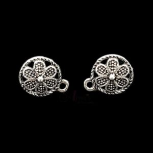 TOPs0005- 5 PAIRS PACK OF GERMAN SILVER | OXIDIZED ROUND SILVER SINGLE LOOP STUD TOP FOR EARRING MAKING