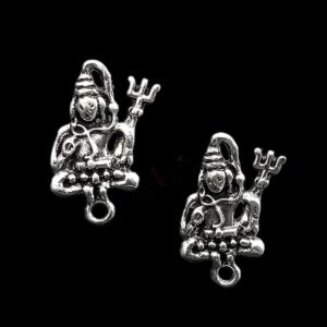 TOPs0020- 5 PAIRS PACK OF GERMAN SILVER | OXIDIZED SHIVA MOTIF SILVER SINGLE LOOP STUD TOP FOR EARRING MAKING