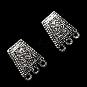 TOPs0022- 3 PAIRS PACK OF GERMAN SILVER | OXIDIZED GEOMATRIC SHAPED 3 LOOP SILVER STUD TOP FOR EARRING MAKING