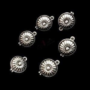 TOPs0024- 3 PAIRS PACK OF GERMAN SILVER | OXIDIZED ROUND SILVER SINGLE LOOP STUD TOP FOR EARRING MAKING