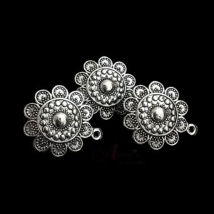 TOPs0025- 3 PAIRS PACK OF GERMAN SILVER | OXIDIZED ROUND SILVER SINGLE LOOP STUD TOP FOR EARRING MAKING