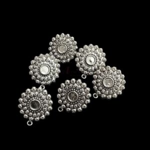 TOPs0028- 3 PAIRS PACK OF GERMAN SILVER | OXIDIZED ROUND SILVER SINGLE LOOP STUD TOP FOR EARRING MAKING